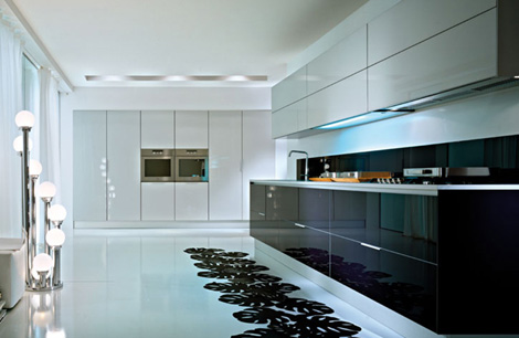 Design the modern kitchen cabinets to reach the ceiling